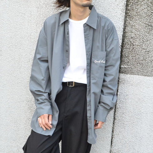 【MODISH GAZE】ネオンロゴ バックプリント ビッグシルエット 長袖シャツ