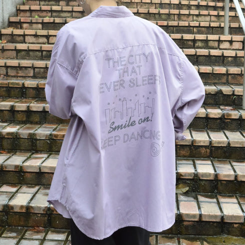 【MODISH GAZE】ネオンロゴ バックプリント ビッグシルエット 長袖シャツ