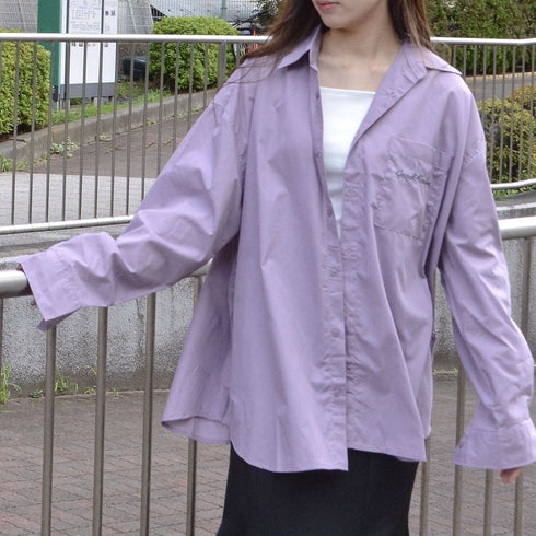 【MODISH GAZE】ネオンロゴ バックプリント ビッグシルエット 長袖シャツ