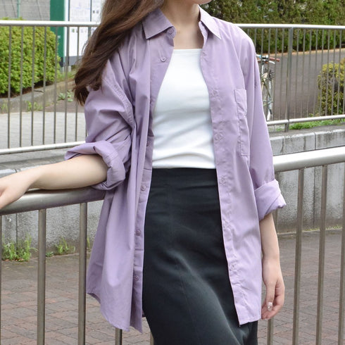 【MODISH GAZE】ネオンロゴ バックプリント ビッグシルエット 長袖シャツ