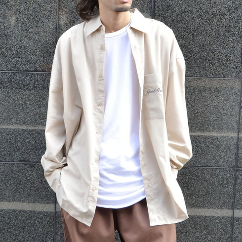 【MODISH GAZE】ネオンロゴ バックプリント ビッグシルエット 長袖シャツ