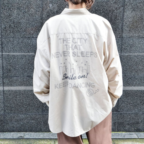 【MODISH GAZE】ネオンロゴ バックプリント ビッグシルエット 長袖シャツ