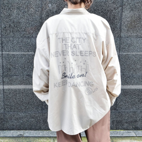 【MODISH GAZE】ネオンロゴ バックプリント ビッグシルエット 長袖シャツ