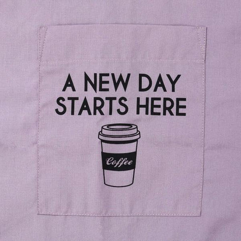 【MODISH GAZE】カフェロゴ バックプリント ビッグシルエット 長袖シャツ