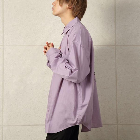 【MODISH GAZE】カフェロゴ バックプリント ビッグシルエット 長袖シャツ