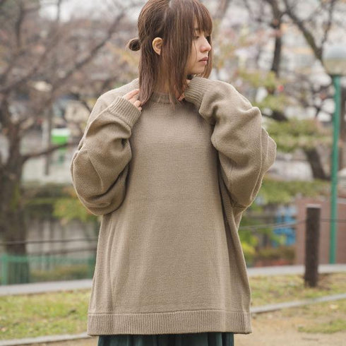 【MODISH GAZE】モヘアタッチアクリル オーバーサイズ クルーニット