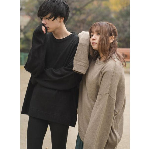 【MODISH GAZE】モヘアタッチアクリル オーバーサイズ クルーニット