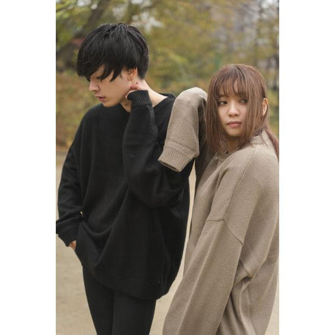 【MODISH GAZE】モヘアタッチアクリル オーバーサイズ クルーニット