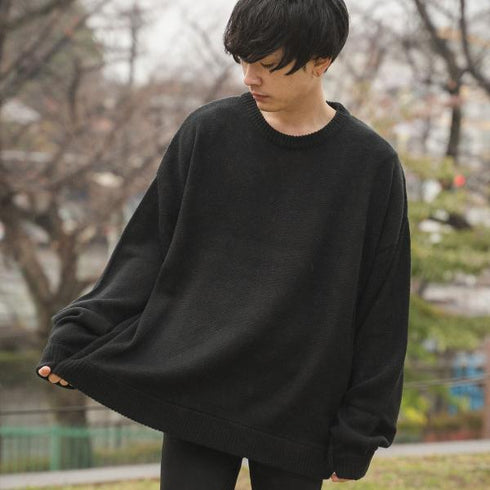 【MODISH GAZE】モヘアタッチアクリル オーバーサイズ クルーニット