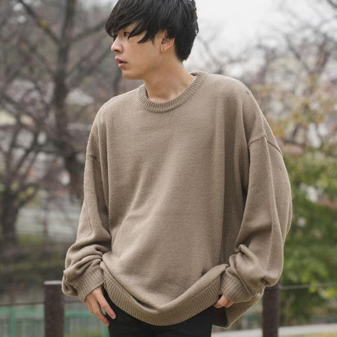 【MODISH GAZE】モヘアタッチアクリル オーバーサイズ クルーニット