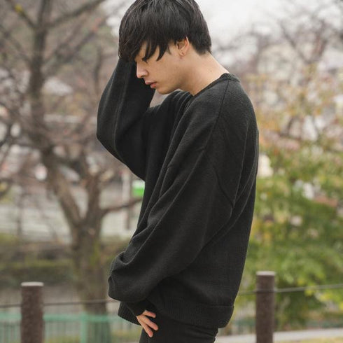 【MODISH GAZE】モヘアタッチアクリル オーバーサイズ クルーニット