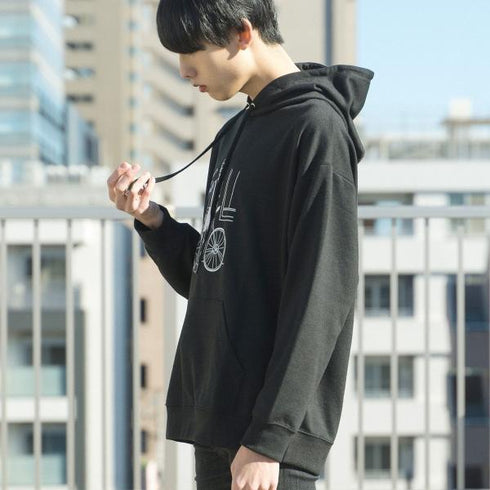 【MODISH GAZE】T/Cポンチ ゆる線画プリント プルパーカー