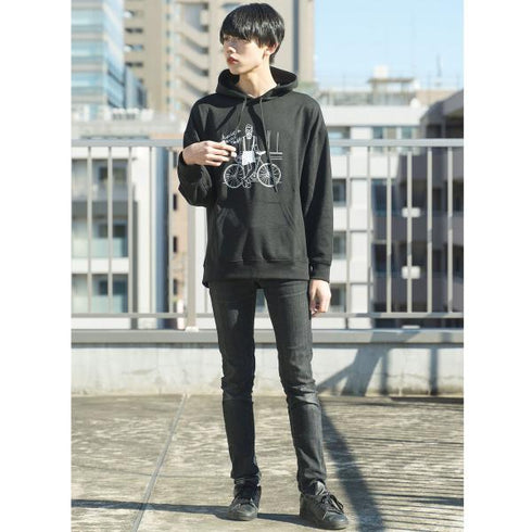 【MODISH GAZE】T/Cポンチ ゆる線画プリント プルパーカー