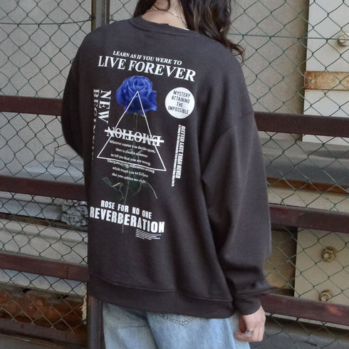 【MODISH GAZE】裏毛 クルーネック 長袖 BIG スウェット ローズ