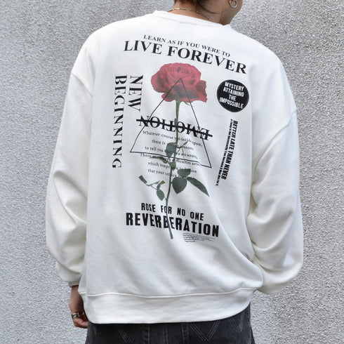 【MODISH GAZE】裏毛 クルーネック 長袖 BIG スウェット ローズ