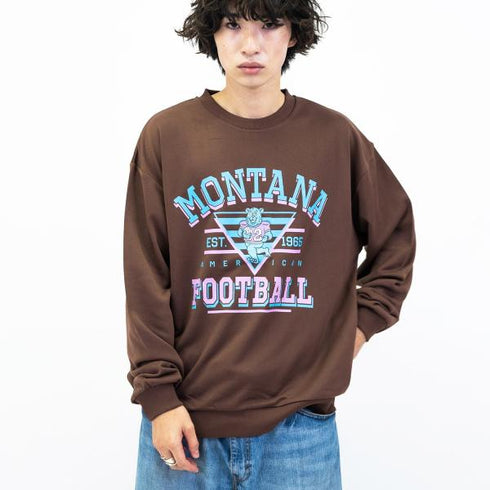 【MODISH GAZE】裏毛 クルーネック 長袖 BIG スウェット カレッジ マスコット