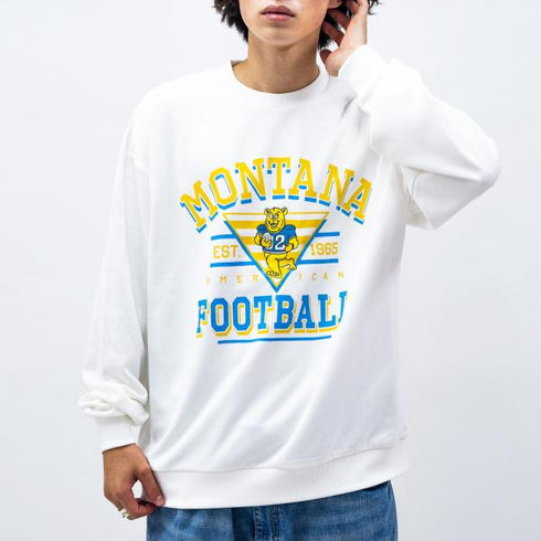 【MODISH GAZE】裏毛 クルーネック 長袖 BIG スウェット カレッジ マスコット