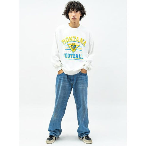 【MODISH GAZE】裏毛 クルーネック 長袖 BIG スウェット カレッジ マスコット