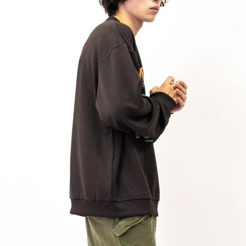 【MODISH GAZE】裏毛 クルーネック 長袖 BIG スウェット カレッジ マスコット