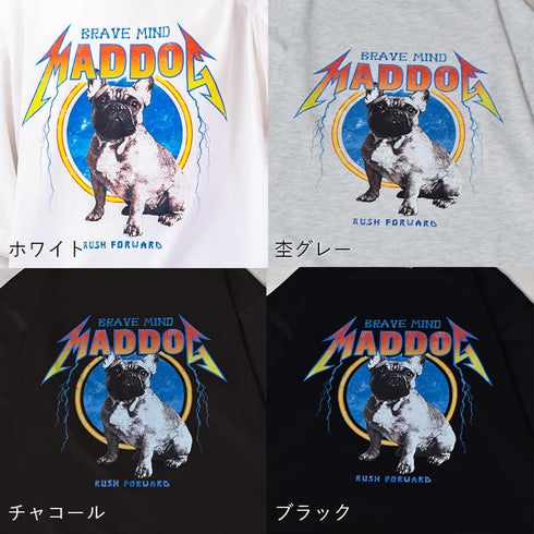 【MODISH GAZE】裏毛 クルーネック 長袖 BIG スウェット MAD DOG