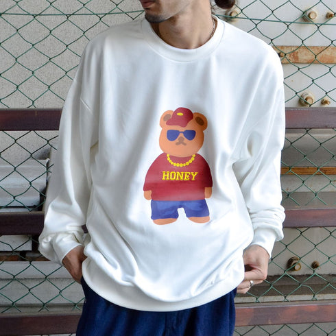 【MODISH GAZE】裏毛 クルーネック 長袖 BIG スウェット ストリート BEAR