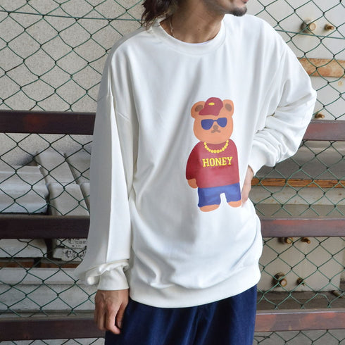 【MODISH GAZE】裏毛 クルーネック 長袖 BIG スウェット ストリート BEAR