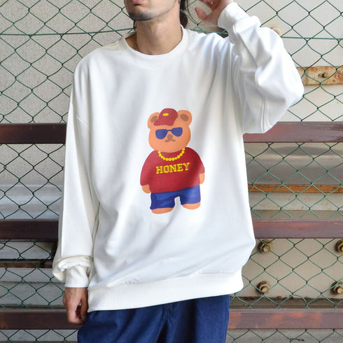 【MODISH GAZE】裏毛 クルーネック 長袖 BIG スウェット ストリート BEAR