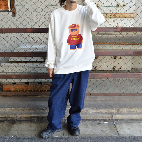 【MODISH GAZE】裏毛 クルーネック 長袖 BIG スウェット ストリート BEAR
