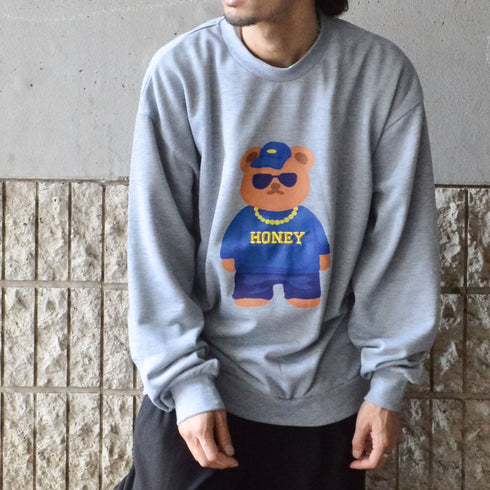 【MODISH GAZE】裏毛 クルーネック 長袖 BIG スウェット ストリート BEAR