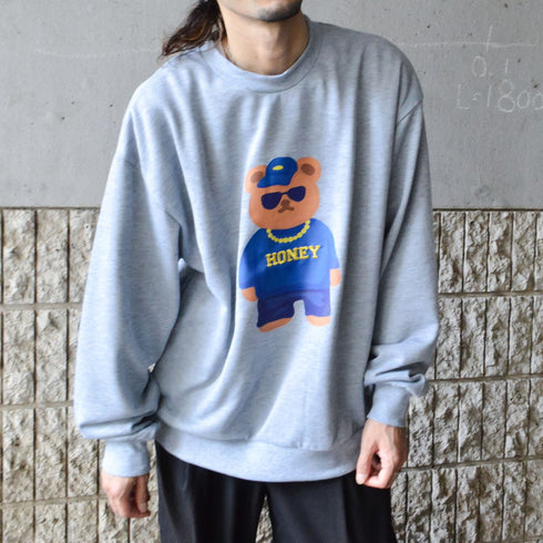 【MODISH GAZE】裏毛 クルーネック 長袖 BIG スウェット ストリート BEAR