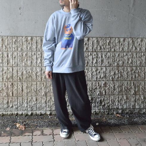 【MODISH GAZE】裏毛 クルーネック 長袖 BIG スウェット ストリート BEAR