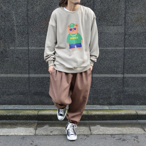 【MODISH GAZE】裏毛 クルーネック 長袖 BIG スウェット ストリート BEAR