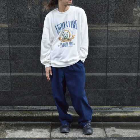 【MODISH GAZE】裏毛 クルーネック 長袖 スウェット ホワイトタイガー