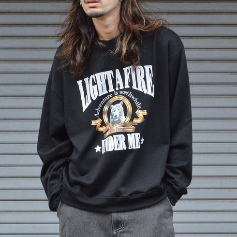 【MODISH GAZE】裏毛 クルーネック 長袖 スウェット ホワイトタイガー