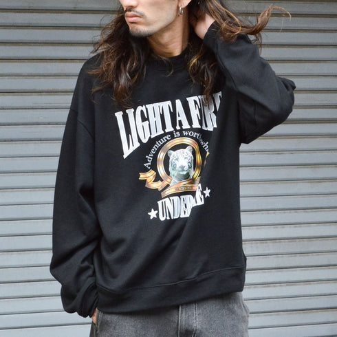 【MODISH GAZE】裏毛 クルーネック 長袖 スウェット ホワイトタイガー