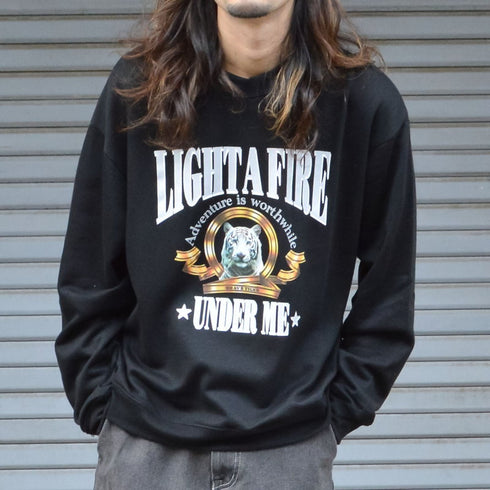 【MODISH GAZE】裏毛 クルーネック 長袖 スウェット ホワイトタイガー