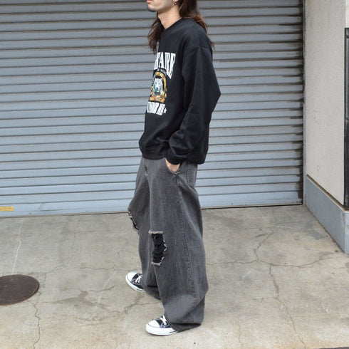 【MODISH GAZE】裏毛 クルーネック 長袖 スウェット ホワイトタイガー