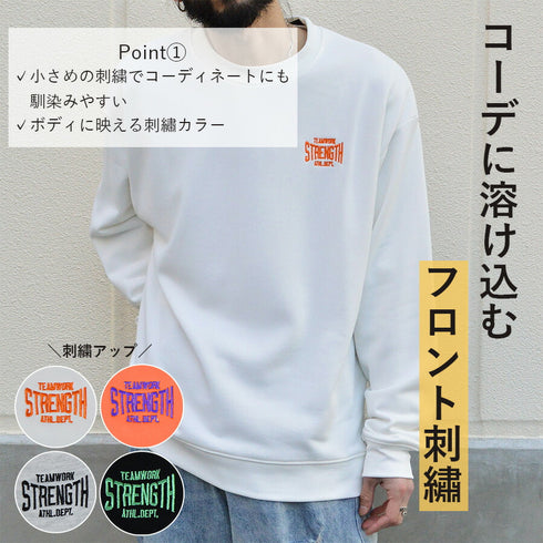 【MODISH GAZE】裏毛 クルーネック 長袖 スウェット STRENGTH