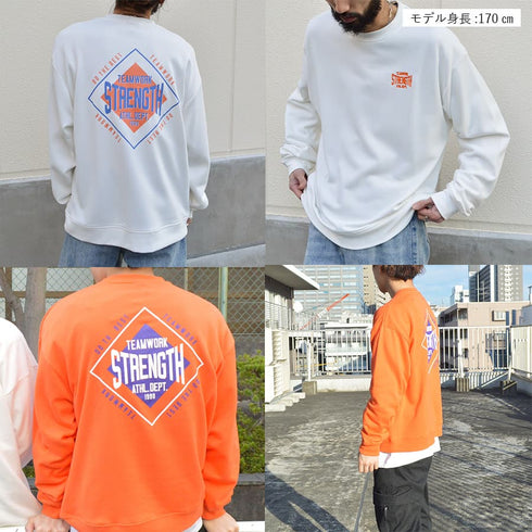 【MODISH GAZE】裏毛 クルーネック 長袖 スウェット STRENGTH