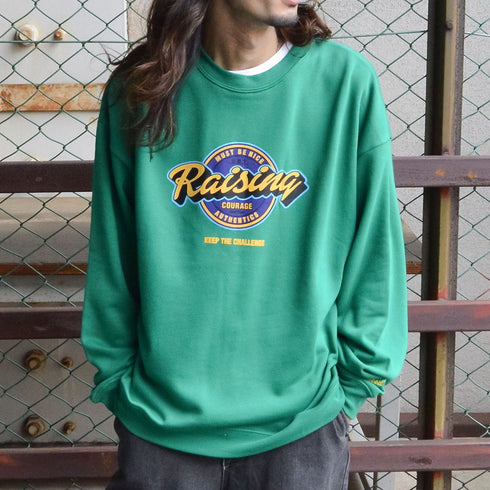 【MODISH GAZE】裏毛 クルーネック 長袖 スウェット Rising