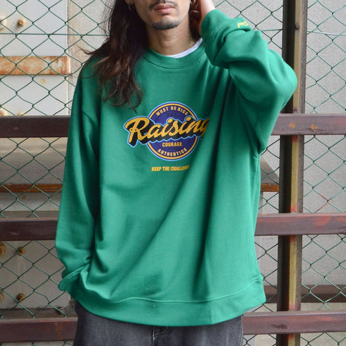 【MODISH GAZE】裏毛 クルーネック 長袖 スウェット Rising