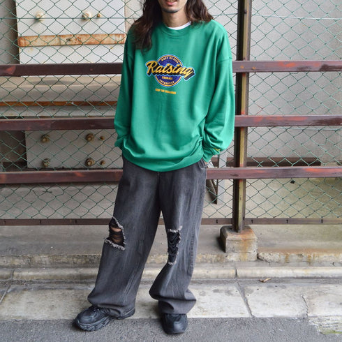 【MODISH GAZE】裏毛 クルーネック 長袖 スウェット Rising