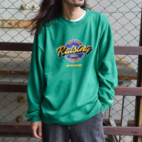 【MODISH GAZE】裏毛 クルーネック 長袖 スウェット Rising