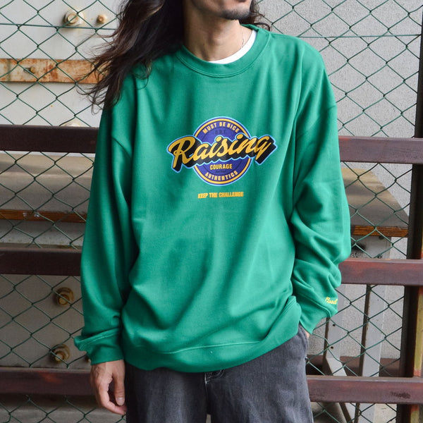 【MODISH GAZE】裏毛 クルーネック 長袖 スウェット Rising