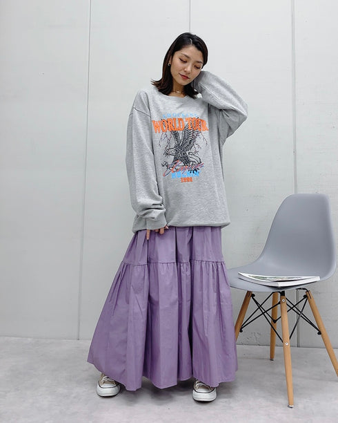 【MODISH GAZE】WORLD TOUR バンド風デザイン裏毛スウェット