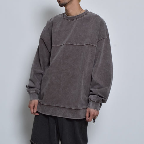 スノーウォッシュコットンドロストプルオーバーロンT