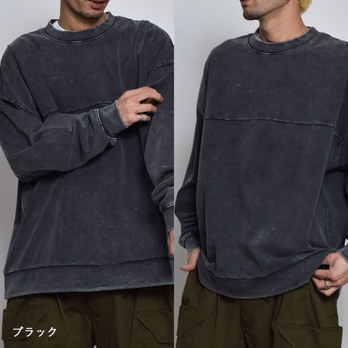 スノーウォッシュコットンドロストプルオーバーロンT