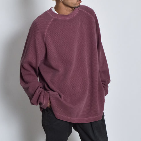 ピグメントワッフルラグランロンT