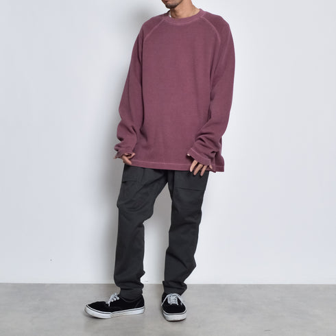 ピグメントワッフルラグランロンT