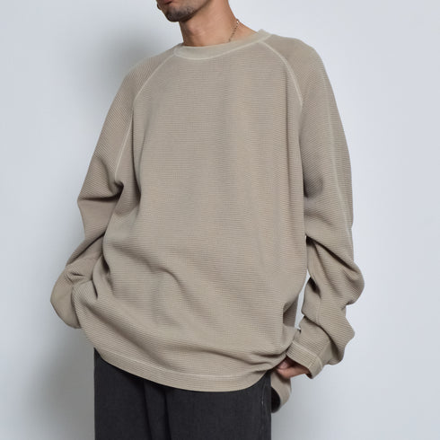 ピグメントワッフルラグランロンT